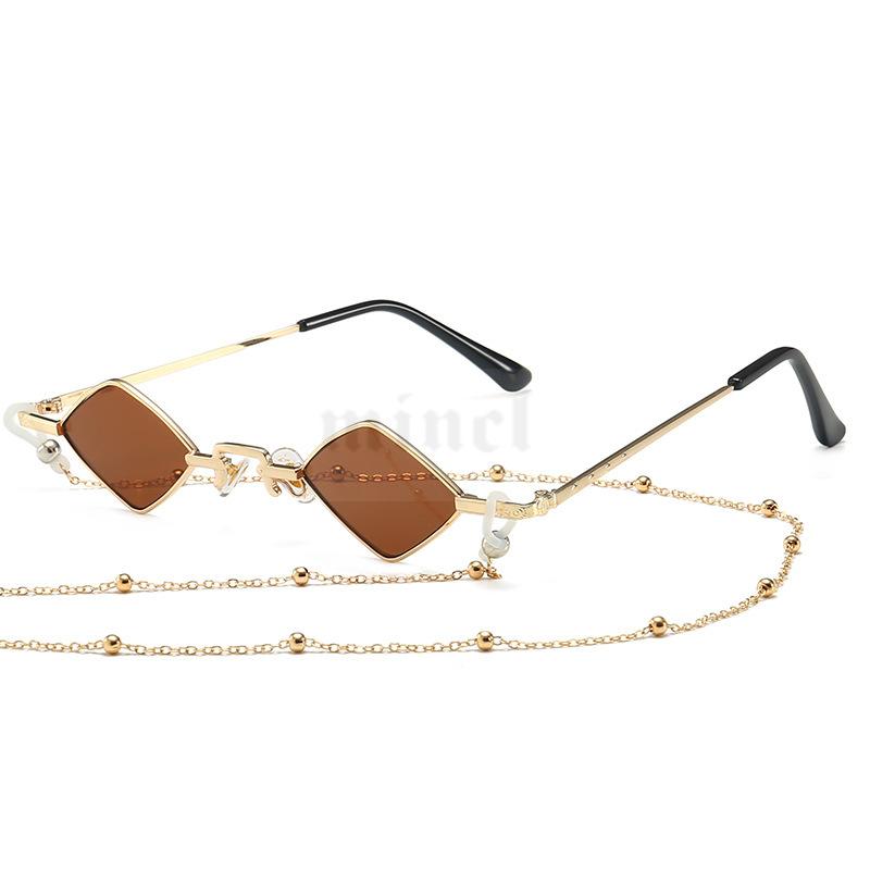 

2020 Rhombus Sunglasses new Women Small Metal glassesMen outdoor Sun glasses Clear lens UV400 sea girls sunglasses FML