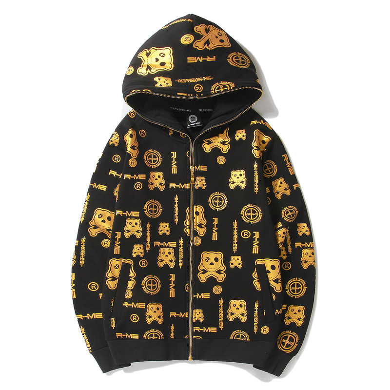 

New Arrival 2020 Thick Hoodie Male Hip Hop Hoodies Panda Hot Release Jacket Big Casual Cardigan Zipper Up6x, Black