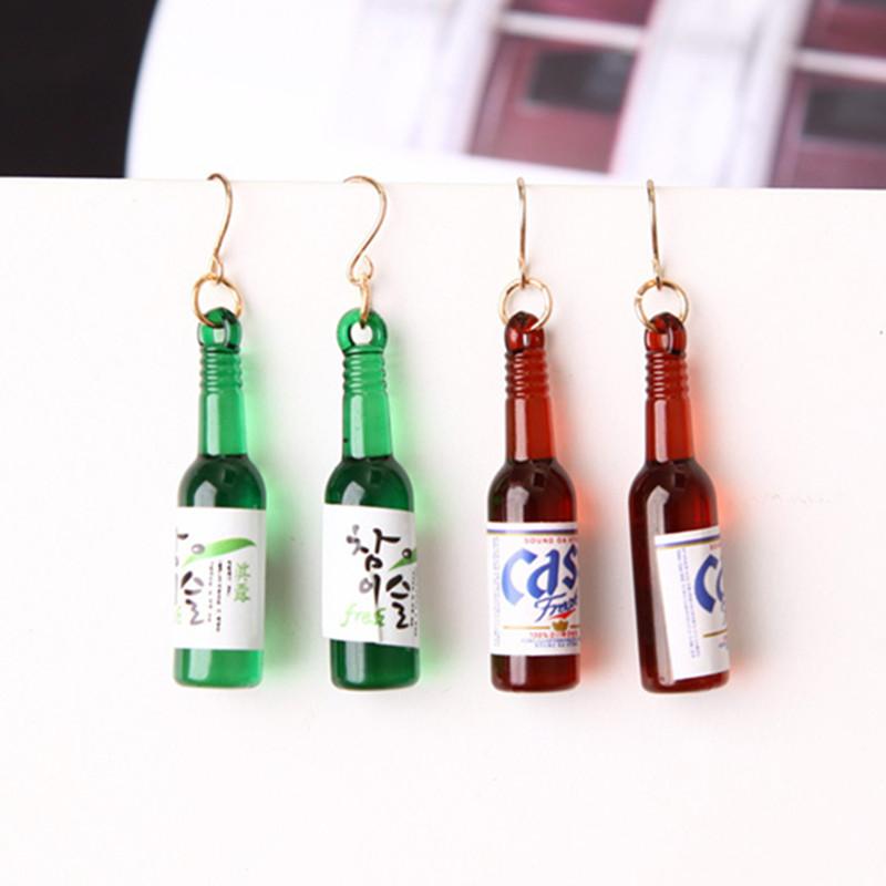 

New Personality Beer Bottle Shaped Earring Cute Resin Fake Glass Beer Earrings For Women Jewelry Bijoux brincos Creative gift