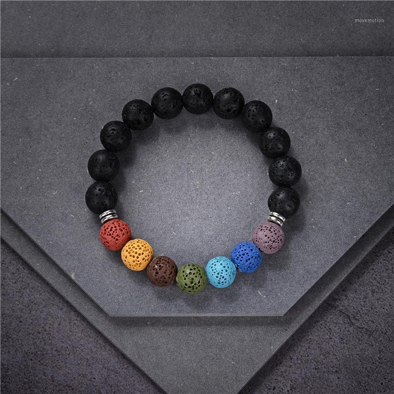 

7 Chakela Charms Natural Stone Bracelet Lava Matte Beaded Bracelets Handmade Men Women Prayer Fitness Chain Jewelry Gift B4371