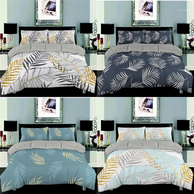 

Homesky Tropical Plant Bedding Set Leaves Print Duvet Cover Comforter bedding Sets with Pillowcases King Queen Quilt Cover1, Cd200-4