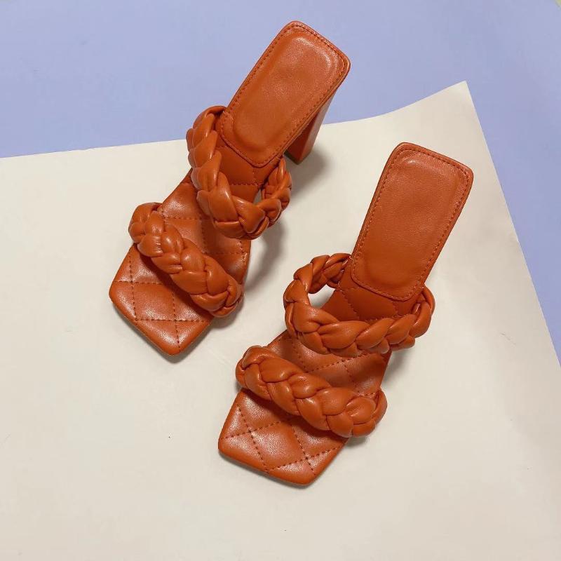 

2021 European and American New Office High-heeled Sandals Convenient Sandals and Slippers with Rope Uppers, Beige