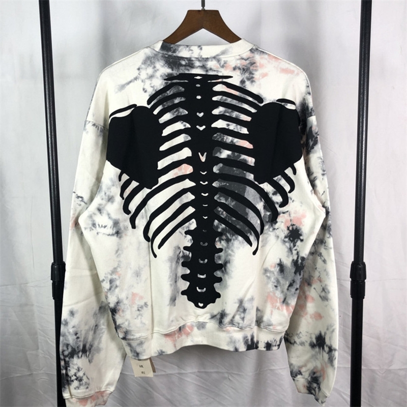 

2021 New Splash Ink Tie-dye Sweatshirts Men Women Pullover Skeleton Bone Printing Kapital Hoodie Um8w