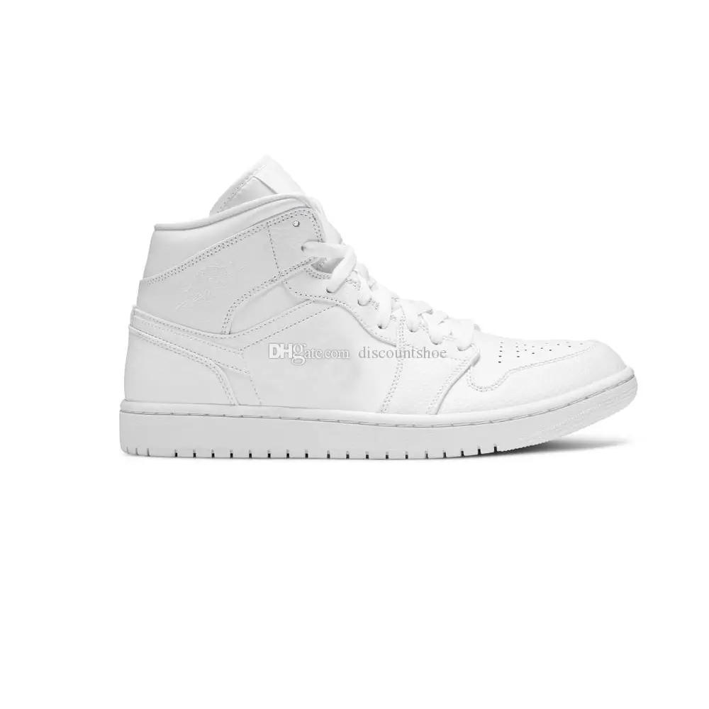 

jumpman 1 Mid Triple White Basketball Shoes 1s Men Women Sneakers High quality SKU:554724 130 (Delivery within 24 hours), Sku 554724 131