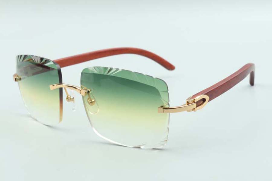 

2021 cutting lens sunglasses 3524020, original wooden temples glasses, size: 58-18-135mm