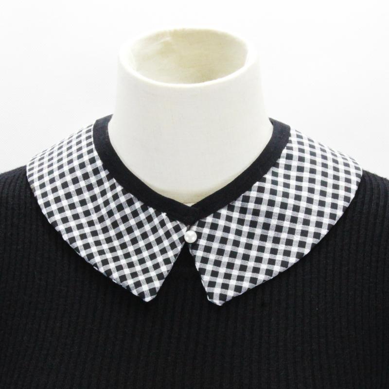 

Plaid Fake Collars for Women Doll Lapel Detachable Collar Sweater Blouse Tops Neck Shawl Wrap Female Faux False Collars