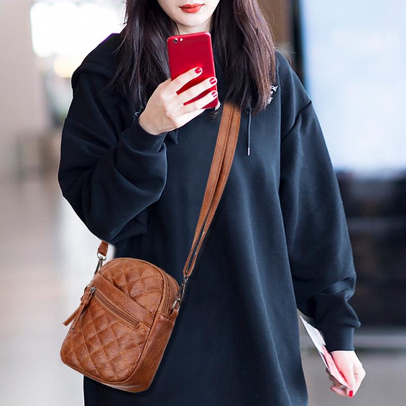 

PU Leather Crossbody Bags Lattice Multi-layer Female Simple Simple Solid Color Summer Purse Totes for Women 2021 Trend, Black