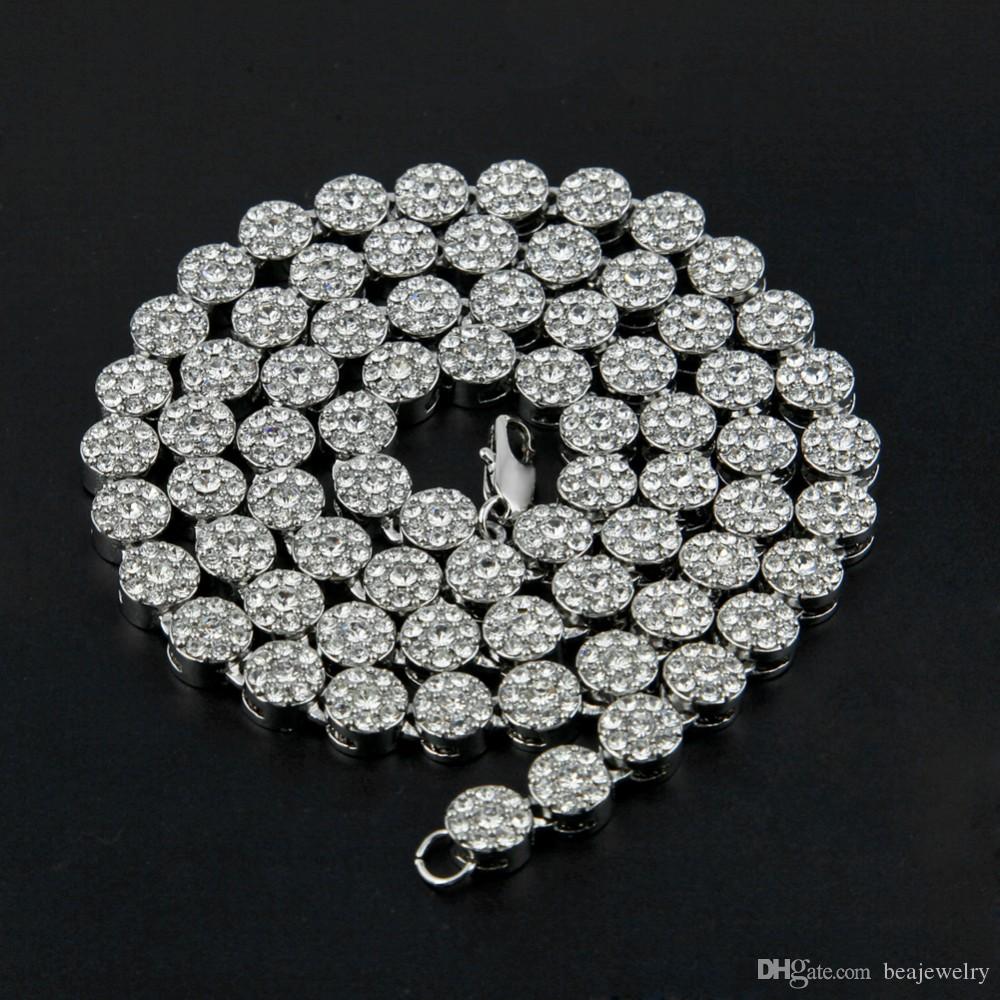 

Mens Hip Hop Necklace Flower Cluster Black Iced Out Chain Necklace Simulated Diamonds 30inches Jewelry For Men High Promtion