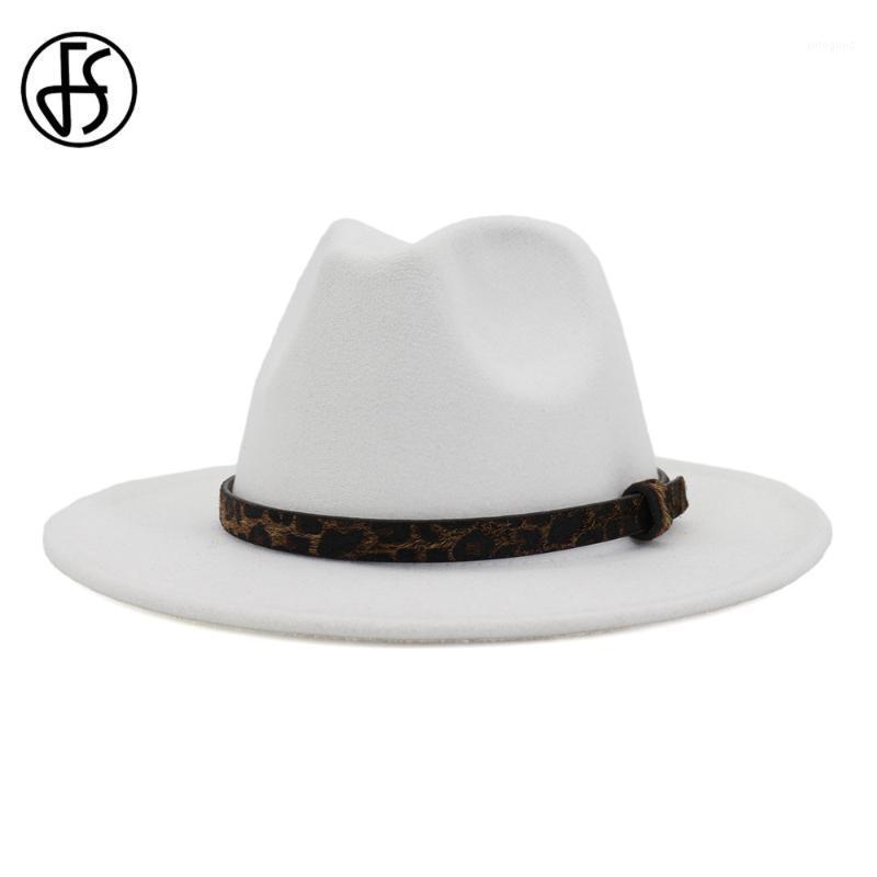 

Wide Brim Hats FS White Fedora Hat Women Wool Felt Panama Trilby Cap Men Gentleman Wedding Elegant Lady Black Red Pink Jazz Hats1