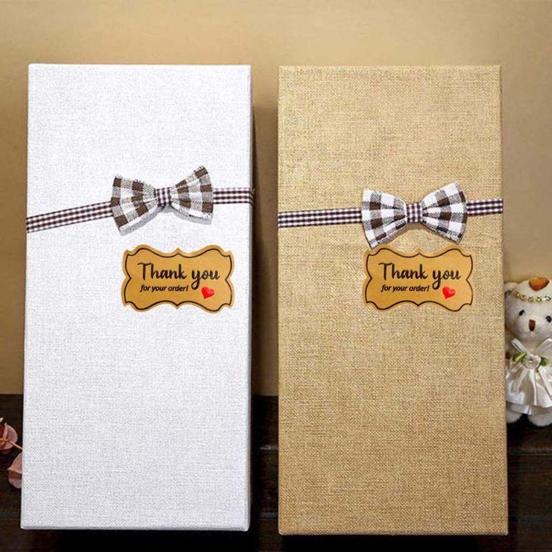 

250pcs Stereoscopic Handmade Thank You For Your Order Stickers Natural Kraft Seal Labels for Baking Gift Packaging