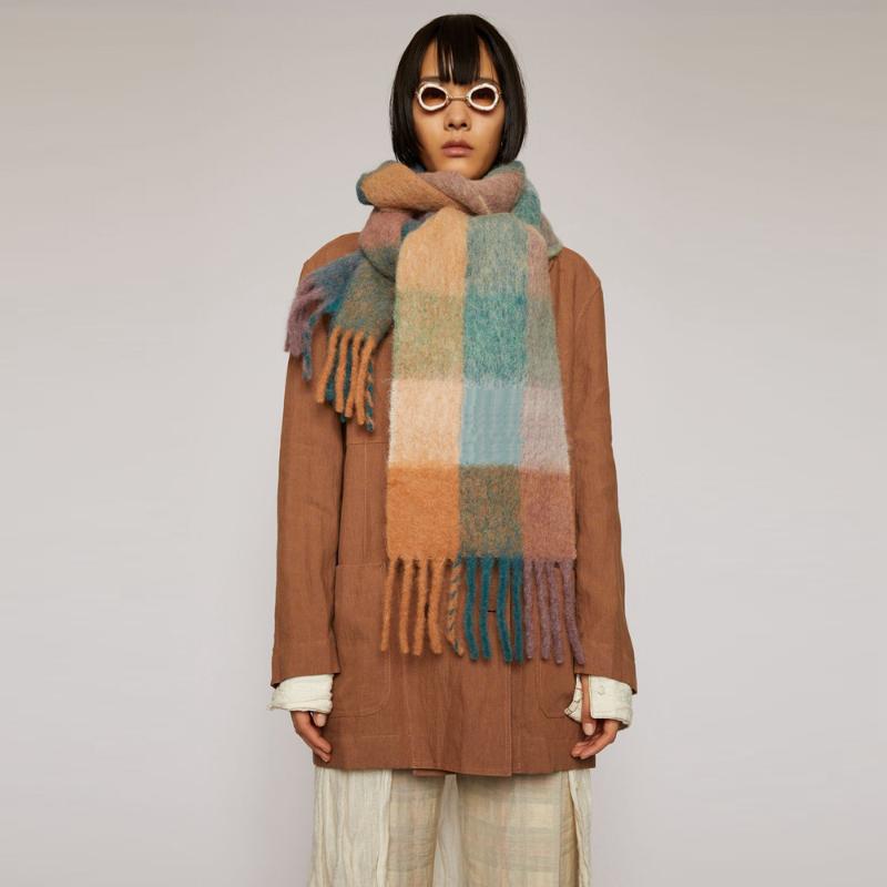 

2020 new arrival imitated cashmere scarf women colorful plaid acrylic wool shawl lady winter thick warm blanket scarf brand