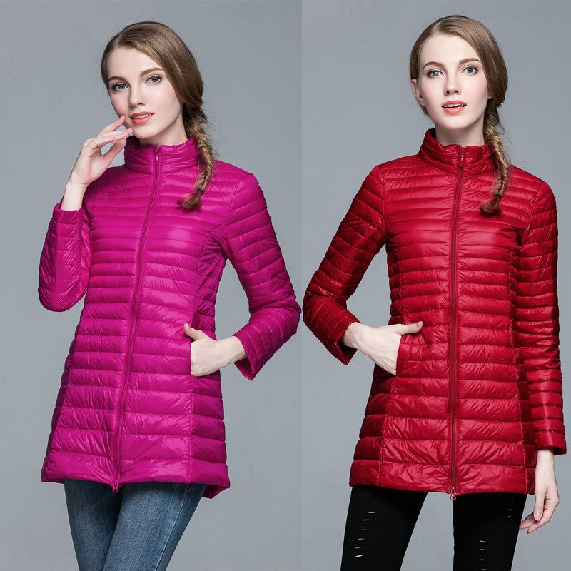 

8 Colors Optional Winter New White Duck Down 90% Women Long Jacket Slim Women Down Coats Size -4XL, Red