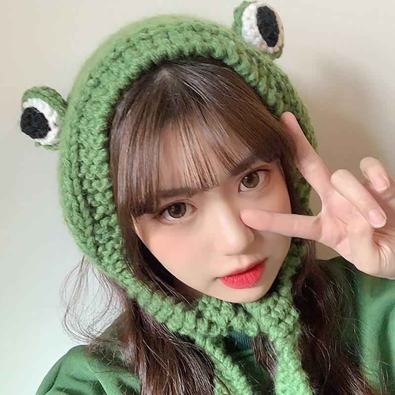

Winter Women Frog Hat Crochet Knitted Hat Costume Beanie Cute Hats Cap Women Gift Cap Retro Cute Animal 2020 Fashion #YJ, Beige