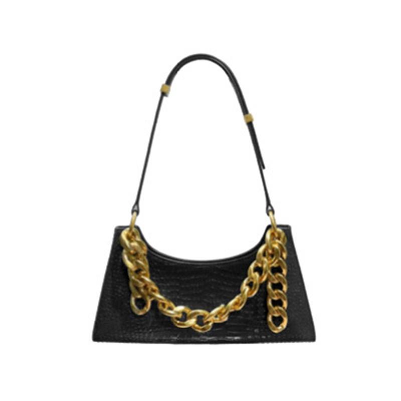 

Niche Design Bag Female New Style Crocodile Pattern Chain Popular Single Shoulder Armpit Bag, Black