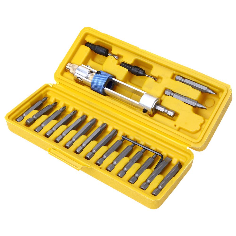 20Pcs/set Half Time Drill Driver Multi Screwdriver Sets Countersink Bits Allen Wrench Swivel Head Quick-Change Driving-image-628063760