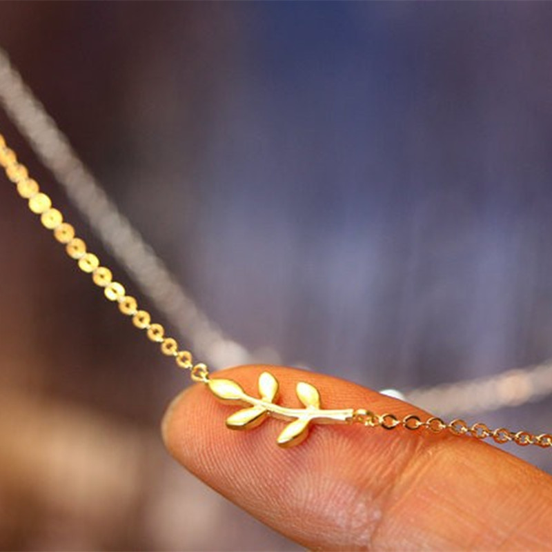 

Fashion Sleek Twig Pendant Tree Branch Necklaces The leaves necklace Gold White Rose Three Color Optional