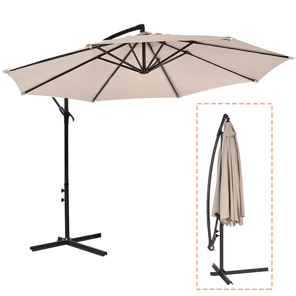 

New 10' Patio Umbrella Offset Hanging Umbrella Outdoor Market Umbrella D10