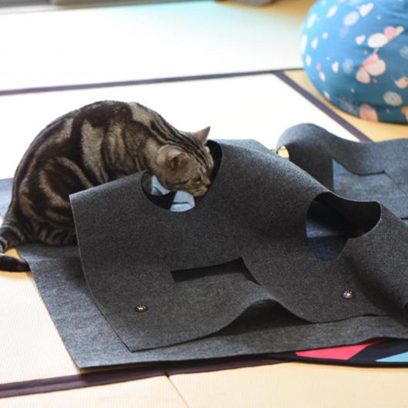 

2020 100*100 Cm Pet Toy Holed Blanket Cat Play mat puppy Pet Mats Bed Living Place For Cats, Rabbits And Squirrels To Play
