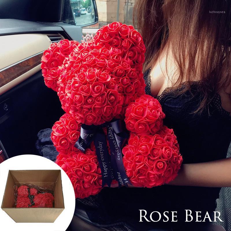 

Luxury Rose Bear Heart Teddy Bear Rose Artificial PE Flowers in Carton Box Wedding Birthday Valentines Christmas Gift for Women1, Led light