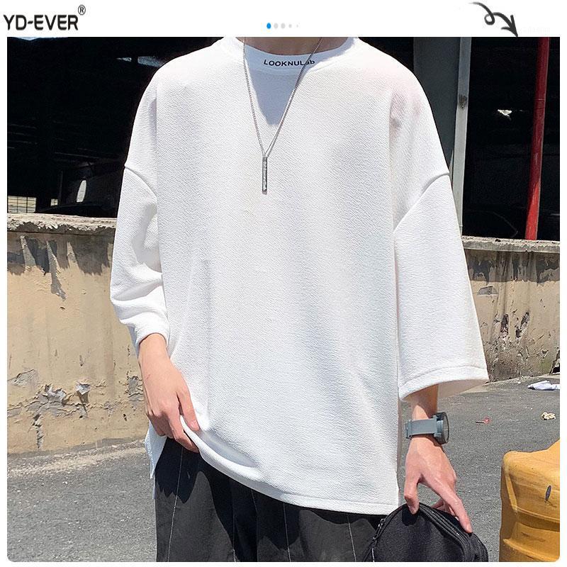 

Black White Summer T shirts For Men 2020 Korean Hip Hop Man Fashion Three-quarter Sleeve T-shirt Casual Men Tops-d1, White(asian size)