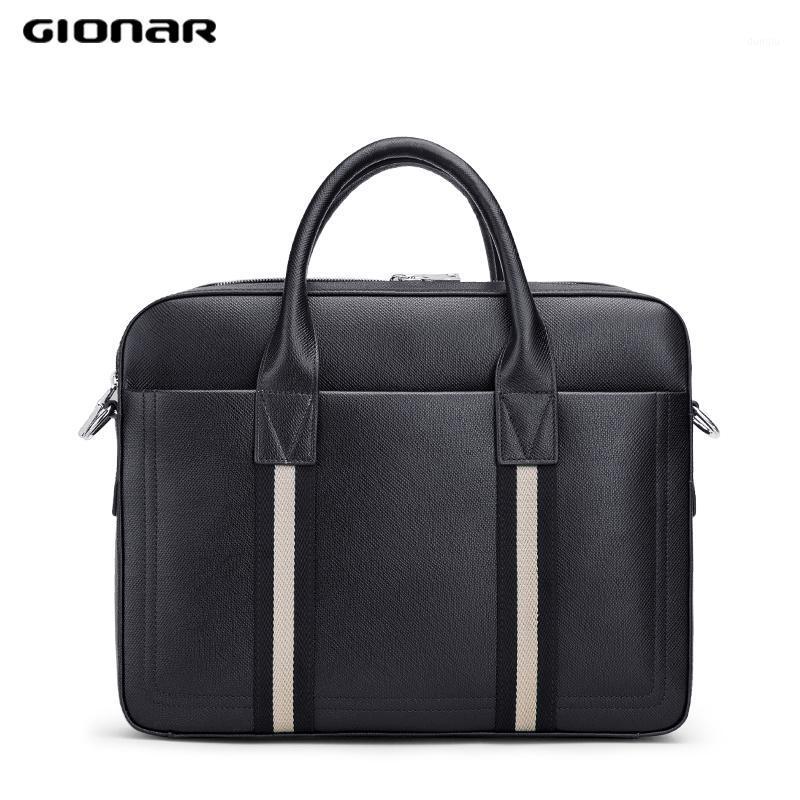

GIONAR Genuine Leather Briefcase Men Water Resistant Business Messenger Shoulder Bag Fits 14 15.6 inch Laptop Notebook Tablet1, Style b - m