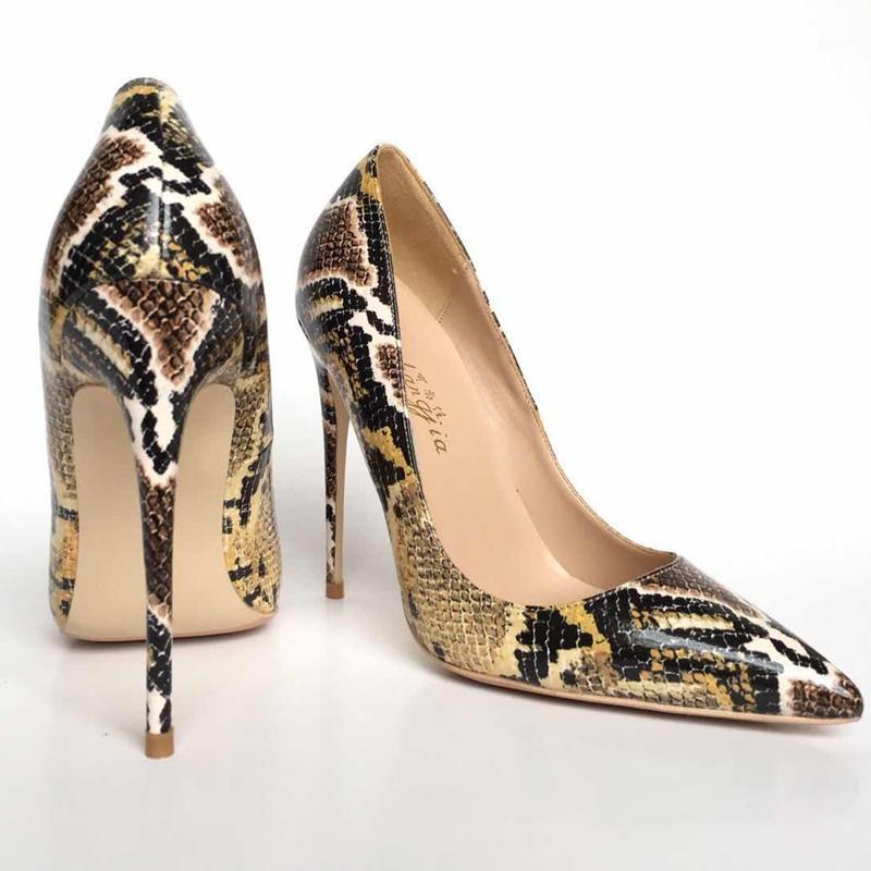 

2020 Spring and Autumn New Mixed colors Serpentine PU leather ladies high heels pumps pointed toe shallow high heels shoes1, As pic