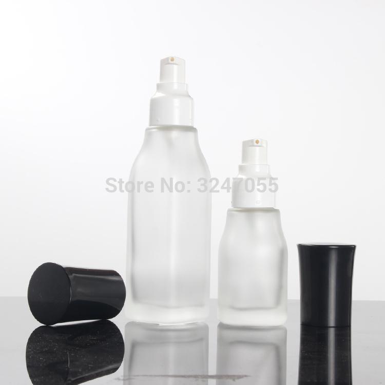 

10pcs/lot 50G Glass Cosmetic Cream Jar, Empty 120/100/40ml Frosted Glass Lotion Pump Bottle, Makeup Beauty Foundation Vials1