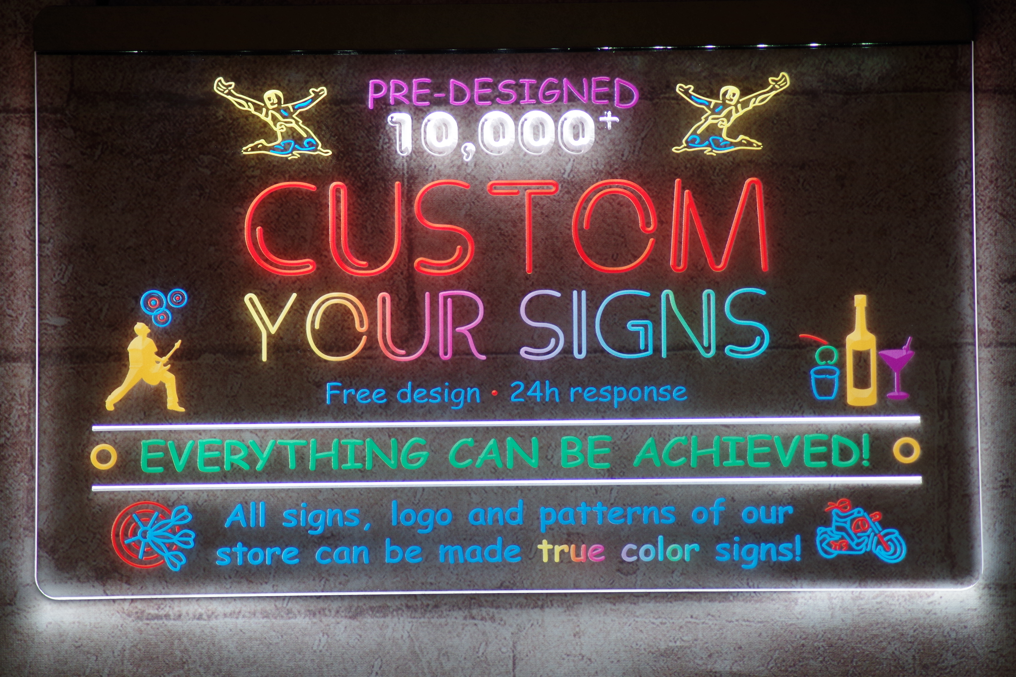True Color Sign - Aangepaste 3D Graveren LED Licht Gratis Ontwerp Groothandel Retail