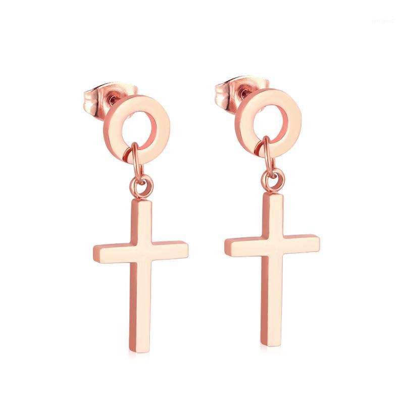 

Dangle & Chandelier LUXUKISSKIDS Brincos Jewelry Korean Rose Gold Cross Drop Earring Sets Stainless Steel Earrings Set For Women Kolczyki1