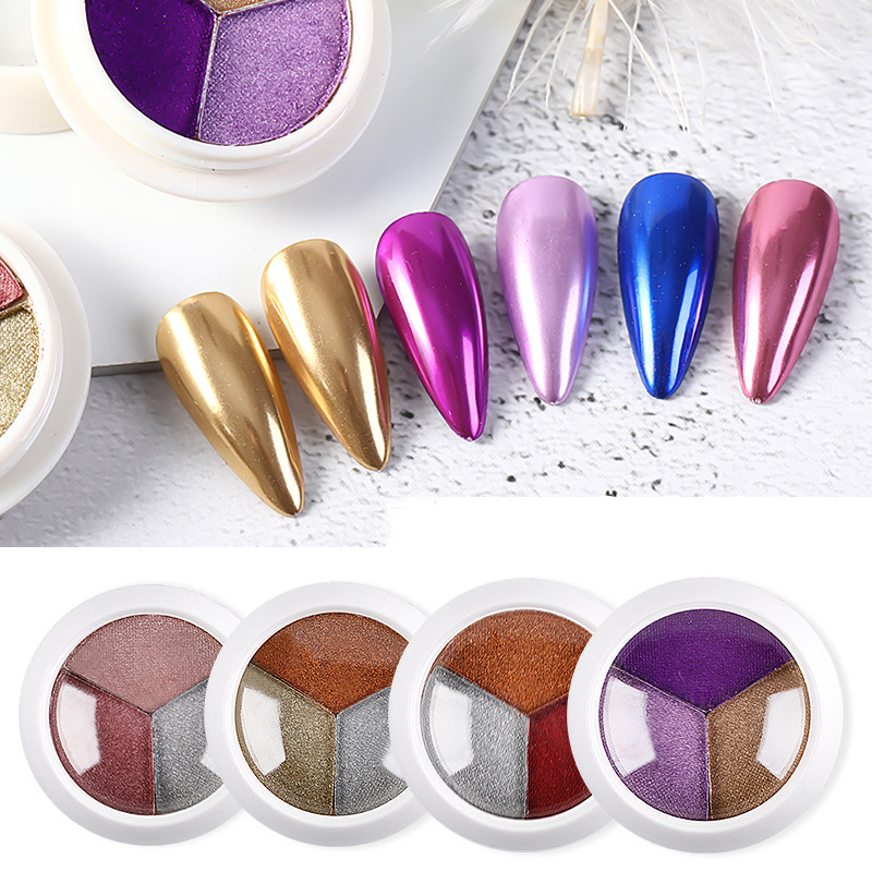

Three-color Solid Magic Mirror Powder Glitter Nail Art Powder Japanese Aurora Powder Nail Art Mirror Powders Manicure Decoration