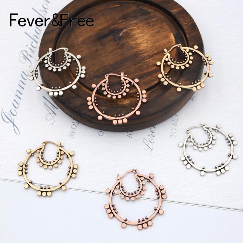 

Hoop & Huggie Fever&Free Vintage Small Earrings For Women Antique Gold Round Circle Oorbellen Brand Ethnic Jewelry Aretes 2021