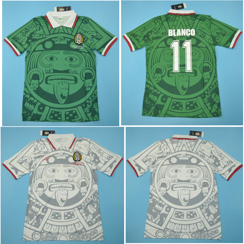 

Top 1998 Mexico Retro Jerseys Classic Vintage LUIS GARCIA BLANCO Soccer jersey Home Green HERNANDEZ 98 football shirt camisa de futebol, Mexico1998home