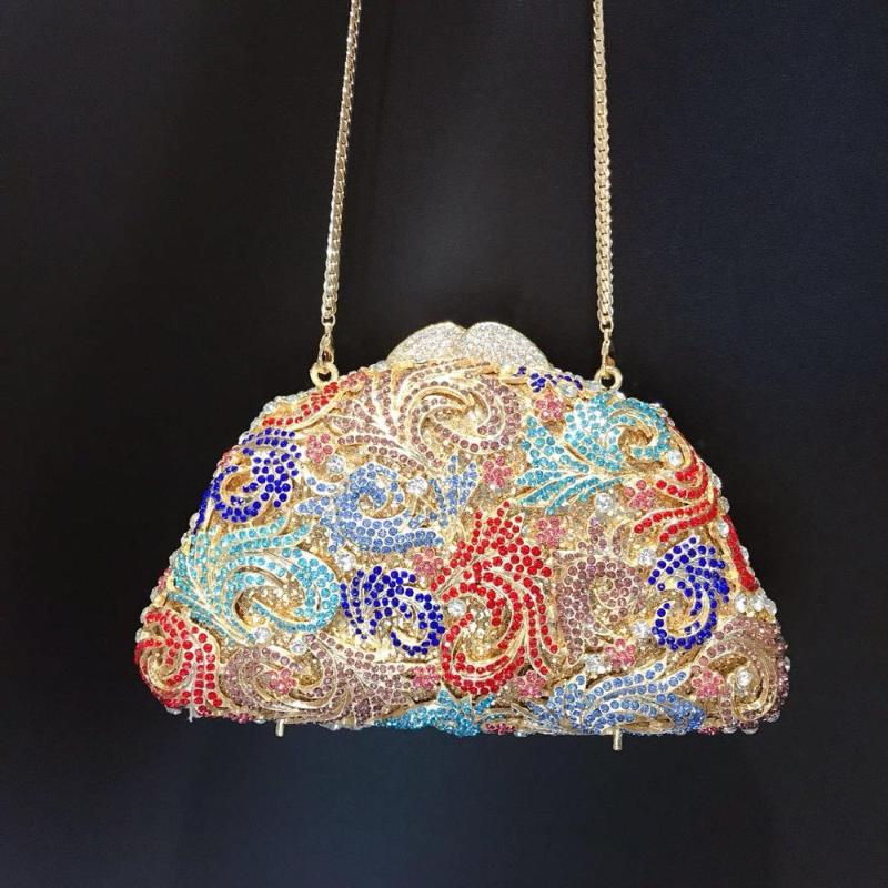 

New Fashion Flower Crystal Clutch bags Handbag Purse Clutches Wedding Bags Luxury Bag for Women 2020 Hollow Out Bridal Tote Bag, Color same picture