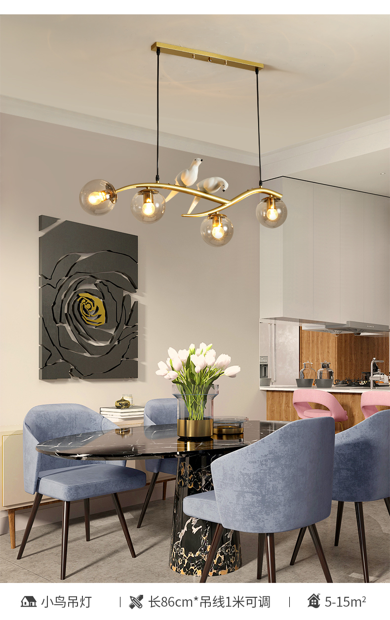 

Restaurant Chandelier Nordic Minimalist Modern Dining Room Lamp Creative Bird Study Bar Counter