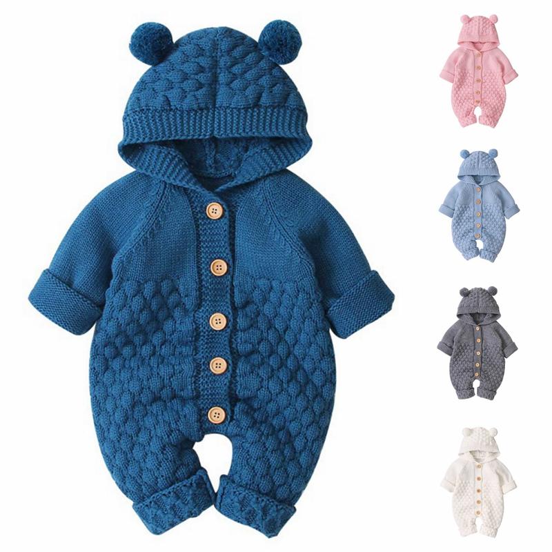

Baby Rompers Set Newborn Solid Baby Jumpsuit Overall Long Sleeve Boys Clothes Knitted Girls Casual Clothes, A10