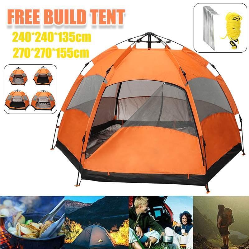 

3-4 Person Windbreak Camping Tent Dual Layer Waterproof -Up Open Anti UV Tourist Tents For Outdoor Hiking Beach Travel Tienda1