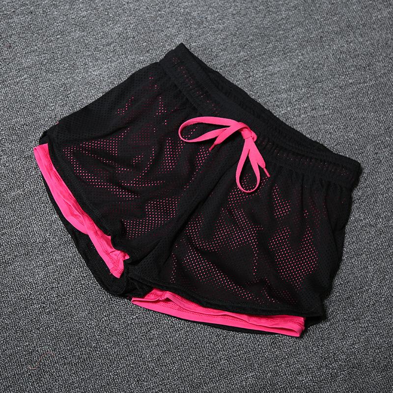 

Hollow Mesh Women Sports Yoga Shorts Fitness Running Sport Short Solid Women Quick Dry Breathable Print Gym Yoga Workout Shorts, Black