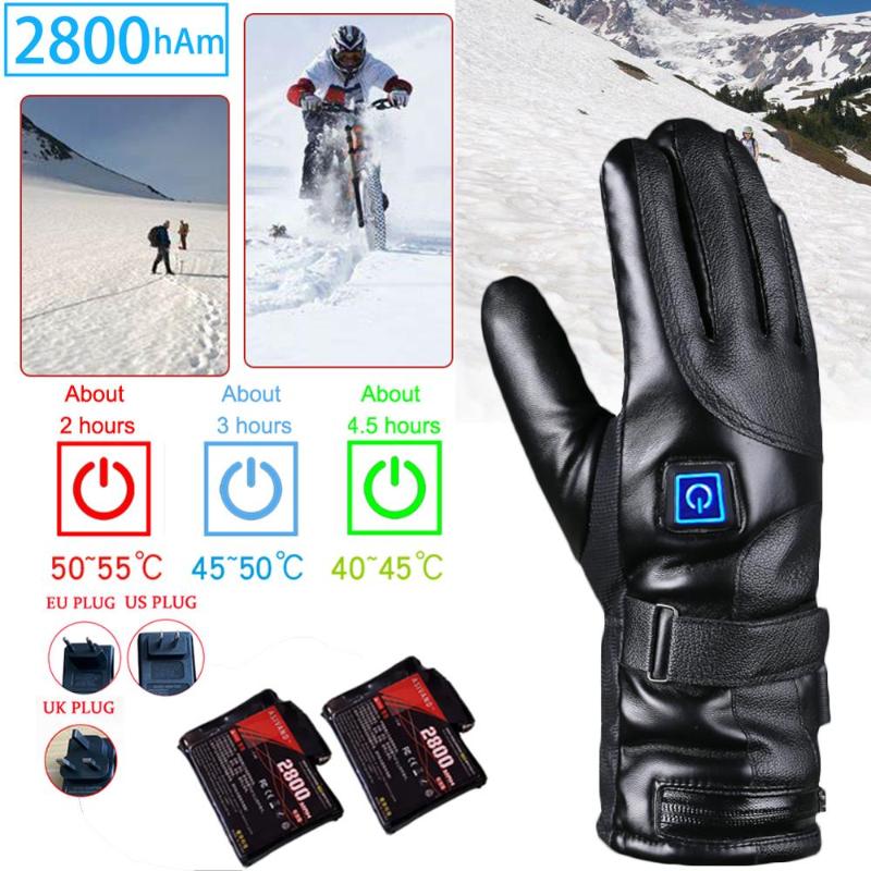 

Winter Motorcycle Electric Heated Gloves Windproof Cycling Warm Heating Touch Screen Skiing Gloves USB Powered For Men Women, Eu plus