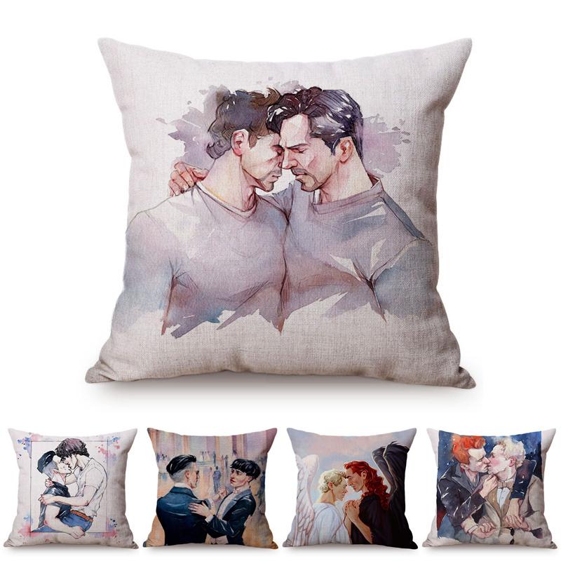 

Cool Man Passionate Pure Love Charming Nest of Love Sofa Decoration Throw Pillow Cover Gay Men Club Bar Decorative Cushion Cover, M104-2