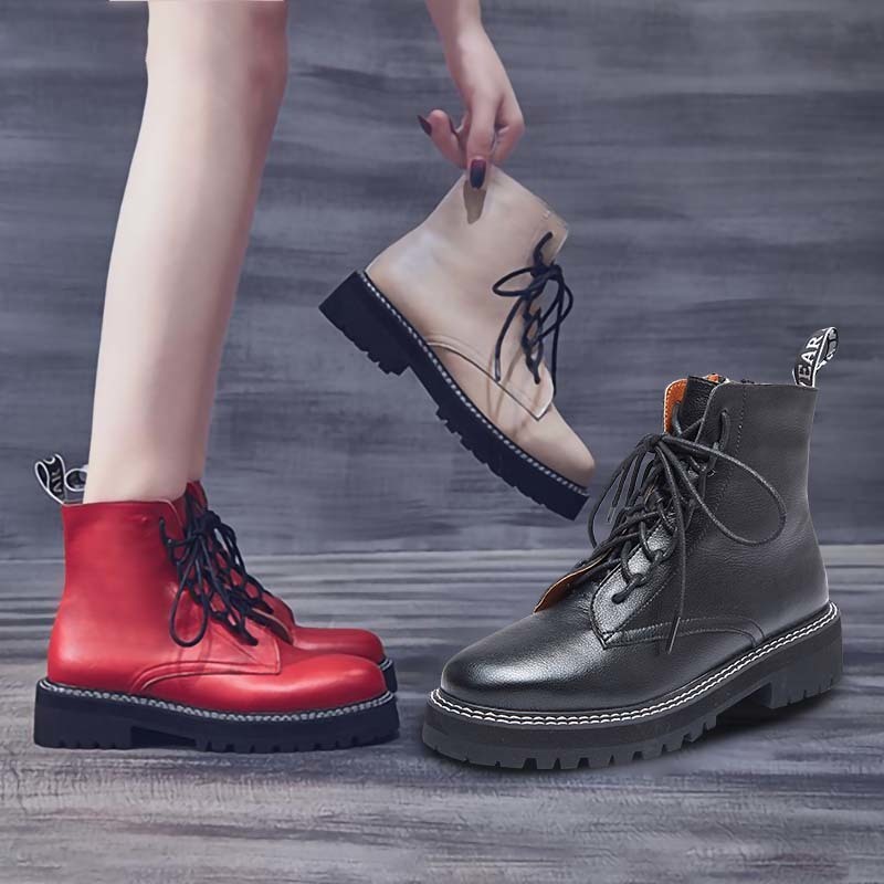 

Morazora tamanho 34-42 couro genuno completo mulheres zip rendas acima robusto plataforma tornozelo inverno neve botas de, Beige not fur