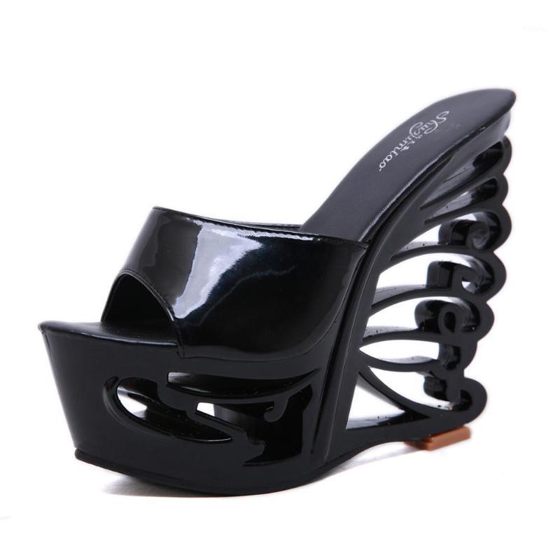 

Women's shoes Sexy PU Strange Style Platform Sandals High Heels Party Shoes US size 4-12 No.1076-111, Black