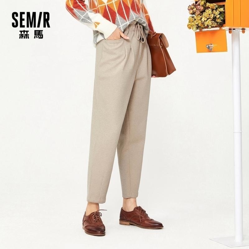 

SEMIR Casual Pants Women Loose Straight-Leg Pants 2020 Autumn New Harem Imitation Suit Trousers Trend Granny Woman, Black