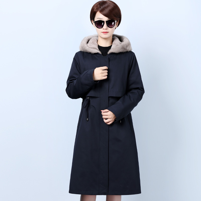 

Female Rabbit Winter Coat, Mink Collar, Natural Skin Parka, Women's Clothing Mnph, Game