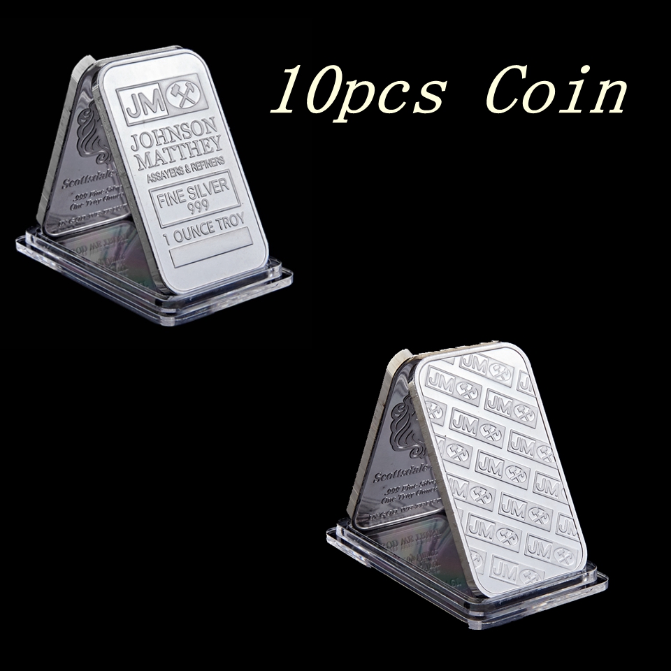 10pcs Magnetic Johnson Matthey Craft 1Oz Silver Bar BULLION BAR,50mm x 28 mm Acrylic transparent-image-616301099