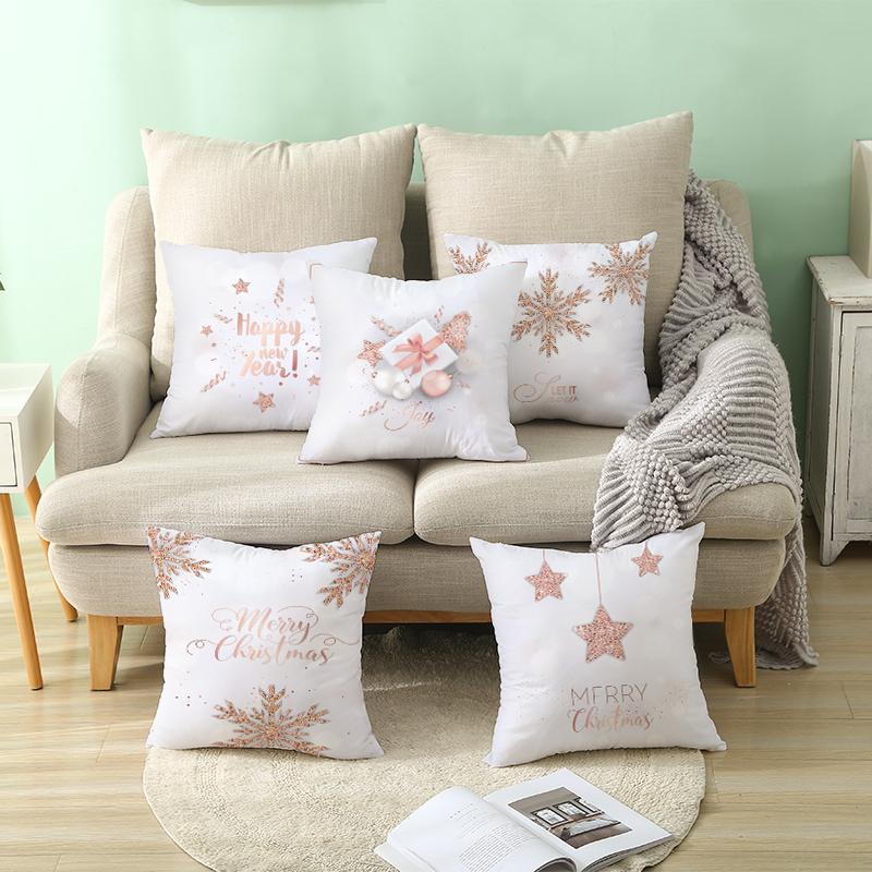 

Nanacoba White Snow Pillow Covers New Year Gift Cushion Cover for Home Sofa Decorative Christmas Plush Throw Pillowcases 45*45cm, Pc11986
