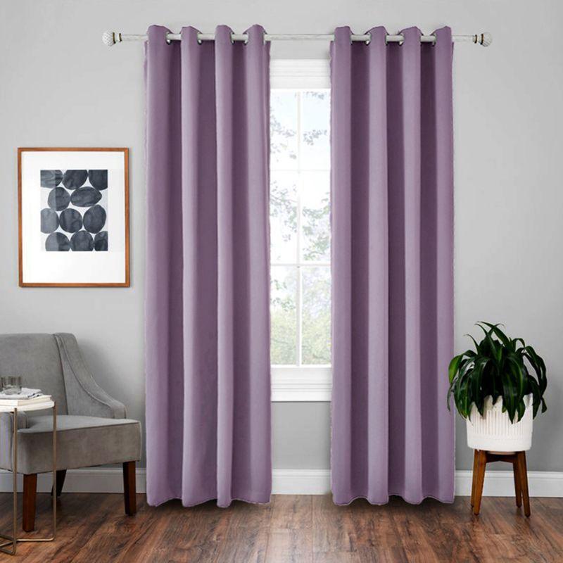 

Blackout Curtains Panels Grommet Thermal Insulated Solid Color Ring Top Room Darkening Window Drapes for Bedroom Home Decoration, No.7