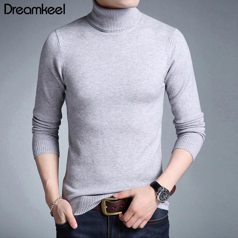 

Solid Color Pullover Winter Mens Turtle Neck Brand Sweater Male Outerwear Jumper Knitted christmas distressed sweater clothes Y, Black
