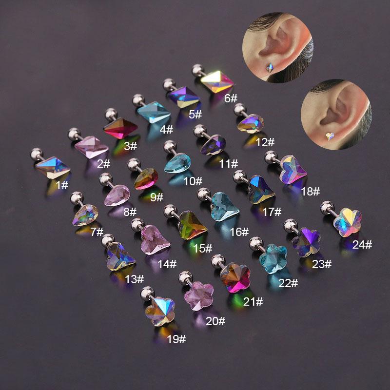 

1Piece Korean Fashion Colourful Stud Earrings for Women 2020 Trend Jewelry Heart Drop Zircon Piercing Earrings Christmas Gift
