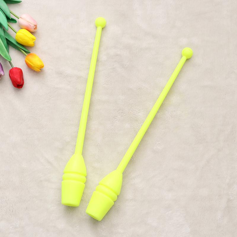 

1 Pair Artistic Gymnastics Stick Rhythmic Gymnastics Stick Dancing Sports Fitness Equipment for Children Adults (Yellow