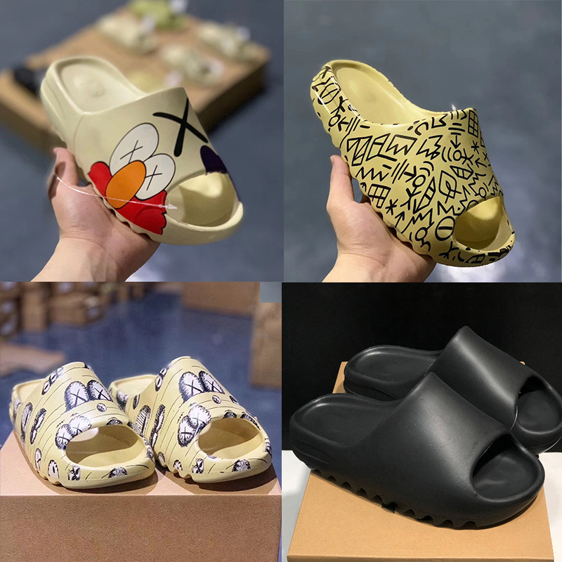 

Men resin desert sand soot Slipper Women foam runner sandal triple black white Luxury Slide Flat Slippery bone slides sandals shoes with box